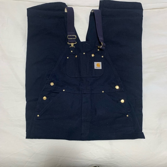 Carhartt Blue Bib Overalls- Firm Duck - Picture 1 of 9